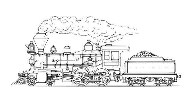 Steam Locomotive Hand Drawn Vector Illustration