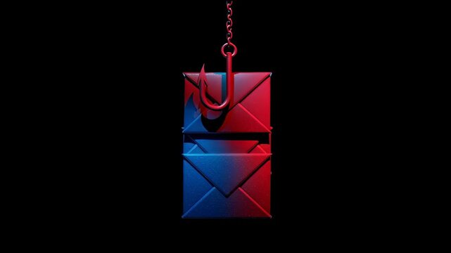 Learn About Phishing Hooks Using a Fishing Hook and an Envelope Icon in a Creative Way to Show Online Threats and Scams
