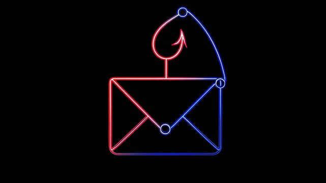 Exploring the Phishing Hook Concept With a Fishing Hook and Envelope Icons in Four Frames Illustrating a Security Warning