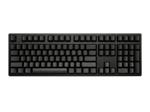 Black isolated full- size computer keyboard on black background full-size