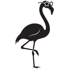 Black flamingo icon, party animal, star crown, silhouette illustration, vector graphics © Ruhul