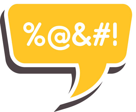 Speech bubble with grawlix symbols indicating swearing or censored profanity