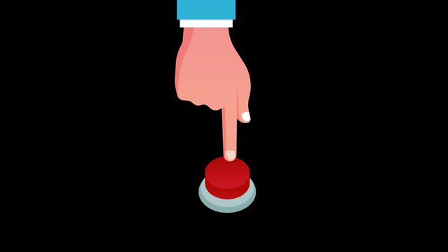 Hand Pressing Red Button Animation Motion Loop with Alpha Channel