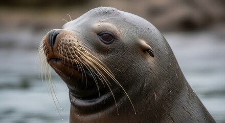 Obraz premium Majestic California Sea Lion Portrait in Natural Coastal Habitat