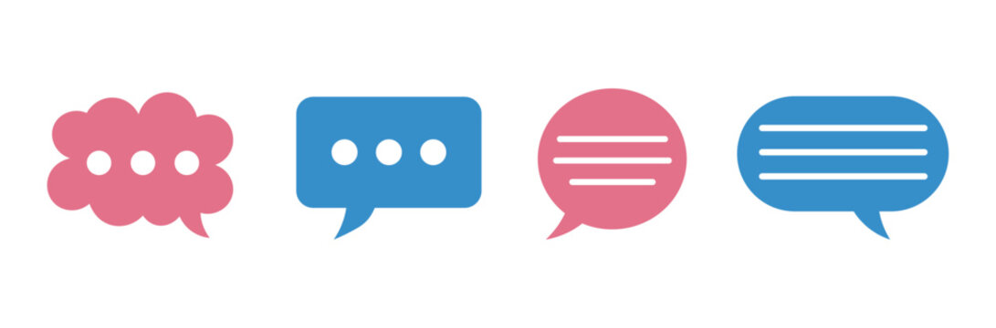Set of Colorful Chat Bubble Icons &ndash; Messaging and Communication Flat Vector Illustration