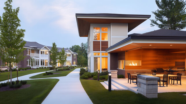 Modern Residential Buildings: Clean Lines and Natural Ambient Light in Professional Architectural Exterior Photography