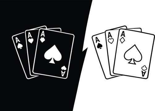 Black and white aces playing cards contrast casino concept