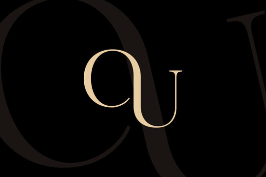 OU or UO letter logo icon design. Classic style luxury initials monogram.