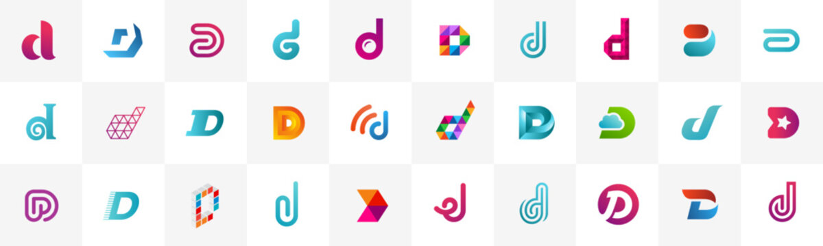 Set of letter D logo icon design template elements