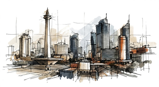 city of jakarta sketch