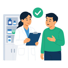 Fototapeta premium Pharmacist and customer discussing medication