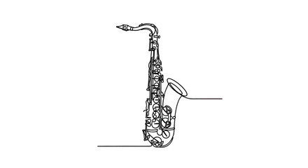A single continuous line forms a detailed illustration of a saxophone © Sendal
