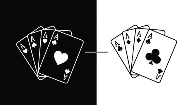 Black and white aces playing cards contrast casino concept