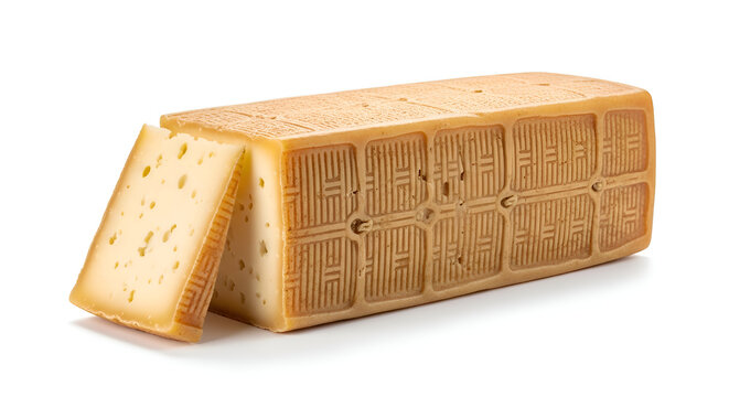 A block of crackers with one slice leaning.