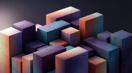 Fototapeta premium Abstract Geometric Shapes Arranged in Gradient Tones for Modern Design Backgrounds