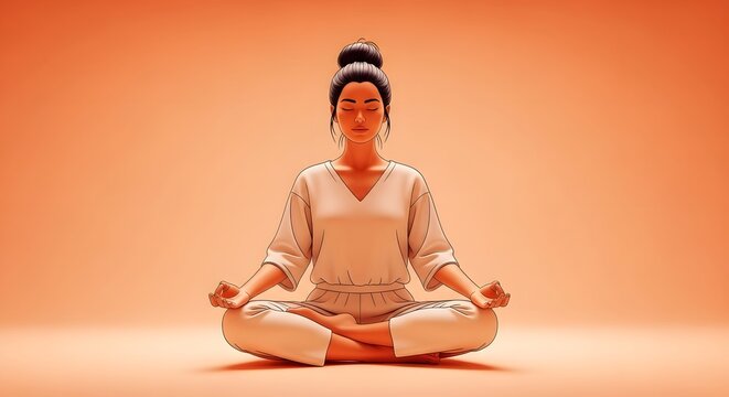 Serene yoga meditation woman in lotus pose for mindfulness and spiritual wellness
