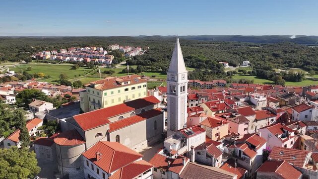 Vrsar Church Old Town Hilltop Aerial