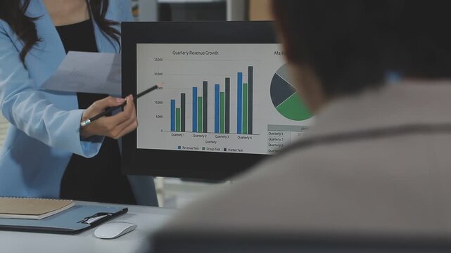 Business data dashboard provide business intelligence analytic for marketing strategy planning brisk with big data set to analyze customer demands and foreseeing business future