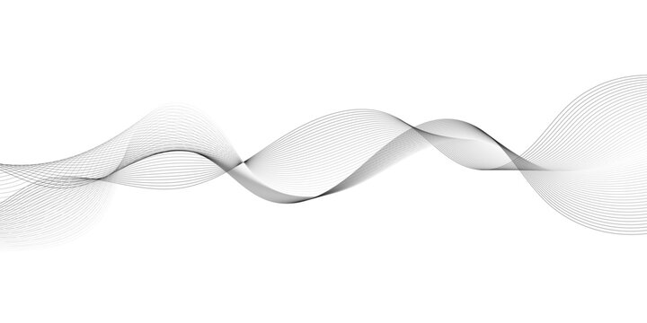 Abstract digital stylized black and grey curved wavy line art element for design white Striped line texture background. Vector illustration.	