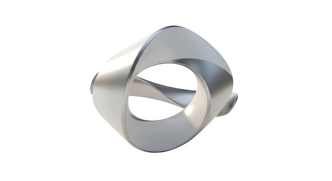 Title: Modern Abstract Silver Metal Ring Sculpture Twisted Loop Design Art

