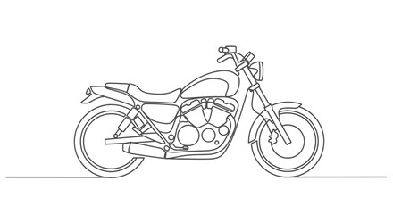 Minimalist line drawing of a classic motorcycle on a white background © Sendal