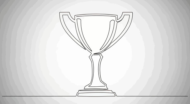 Minimalist line art of a trophy on a gradient background
