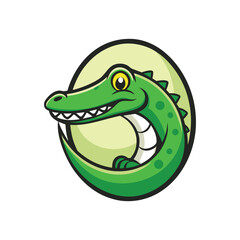 Obraz premium Playful Crocodile Mascot Badge Illustration