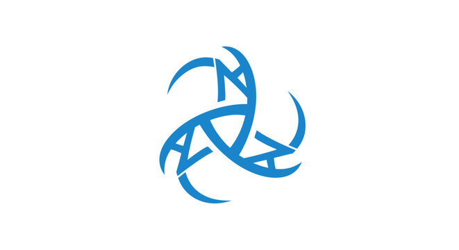 A blue abstract logo design element.