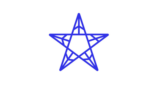 A blue pentagram symbol on white background.