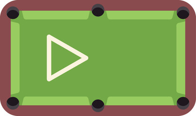 Fototapeta premium Conceptual illustration of a green billiards table featuring a triangular play symbol design