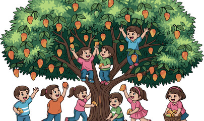 Naklejka premium Adobe Illustrator Artwork mango tree clip art