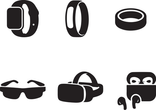 ai wearable devices silhouette smartwatch fitness band smart ring ar glasses vr headset earbuds bundle