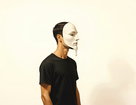 Homme avec masque blancs en train de couler sur le visage