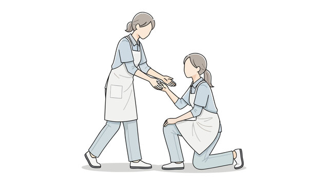 Assistance and Support: A compassionate individual extends a helping hand to support and uplift another person.