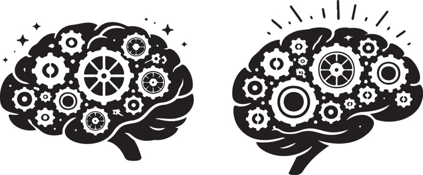mechanical brain gears concept intelligence and problem solving symbol cognitive process engineering mind illustration