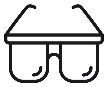 Minimalist Black Vector Icon of Sunglasses or Eyeglasses for Vision Protection and Fashion, Clean Line Art Illustration Isolated on White Background for Web and Graphic Design Projects