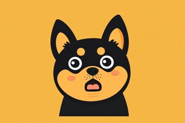 Fototapeta premium Expressive dog face showing confusion and excitement in minimalist design with bright colors
