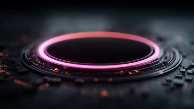 Circular Neon Ring Lighting in High Tech Circuit Setting