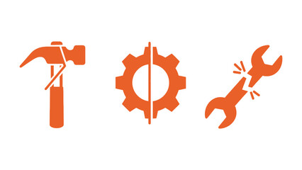Broken Tools: A striking visual of a hammer, gear, and wrench with some tools in broken states, with an orange hue.  © FARHANA