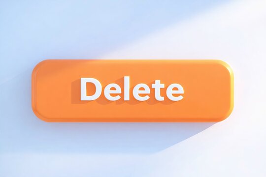Bright orange delete button floating against a light gradient background