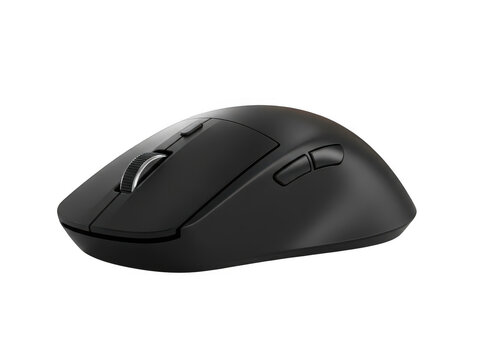 Wireless gaming mouse with ergonomic design and side buttons for enhanced control isolated on transparent background