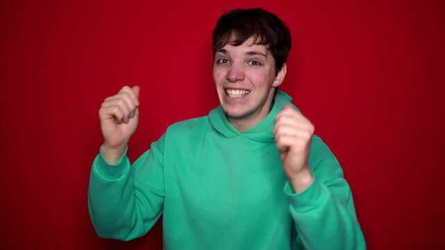 Winning success man happy ecstatic celebrating being a winner.