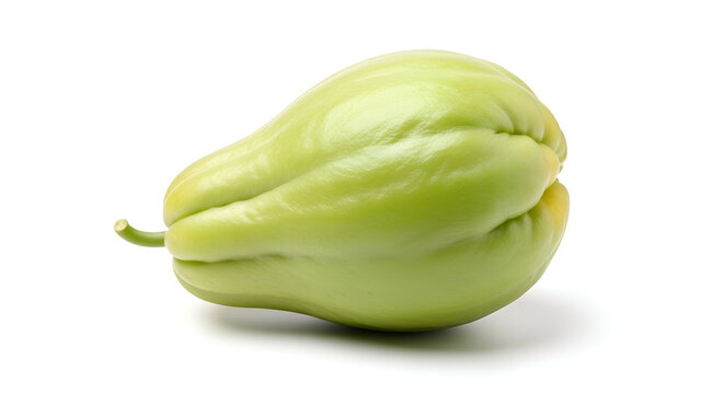 Fresh chayote fruit on white background.