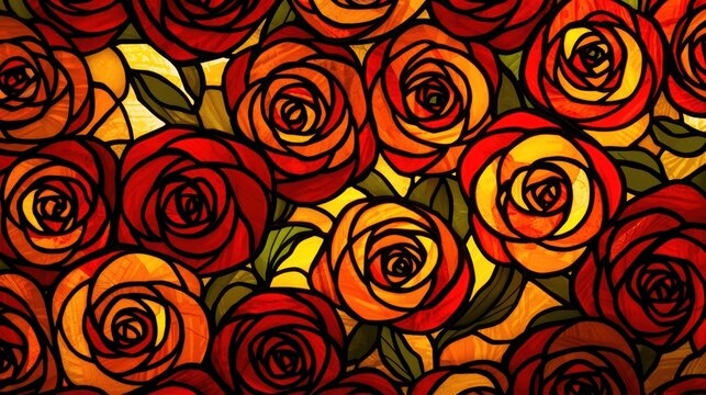 A vibrant and artistic illustration featuring a dense collection of blooming red rose flowers isolated on white background