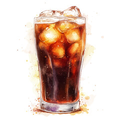 Cola, semi-realistic fantasy illustration, gentle magical details, watercolor painting, isolated on white © DavidJ