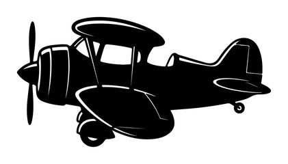Vintage biplane silhouette classic aircraft illustration for aviation themes isolated on white background © Irhama Iqbal 