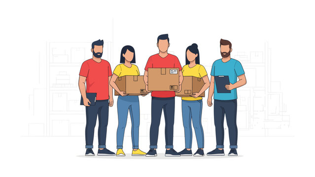 Delivery Team's Unity: A team of dedicated individuals unites to expedite delivery. These professionals showcase the value of teamwork