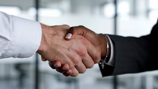Business handshake sealing the deal with trust and collaboration.