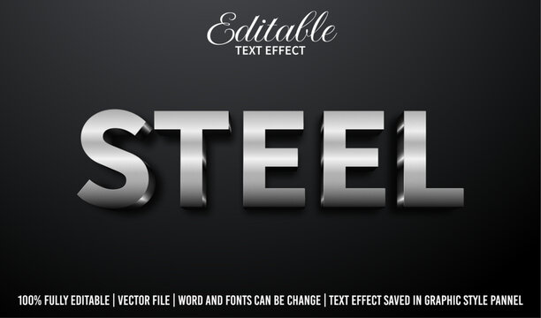 Silver Steel 3D Editable Text Effect Vector Design Template