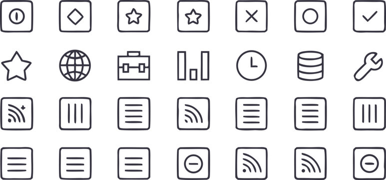 Set of scalable dark blue line for web and mobile application user interface development